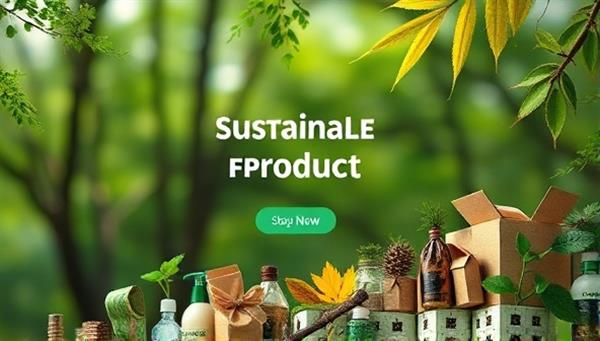 An artistic representation of a digital ad campaign promoting a sustainable product, featuring natural elements like trees, leaves, and recycled materials, conveying the essence of eco-friendly advertising.