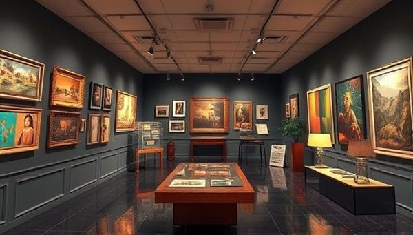 An immersive virtual art gallery setting showcasing a diverse collection of artworks, interactive art installations, and virtual event spaces for art auctions and exhibitions, creating a captivating and enriching art-buying experience in a digital realm.