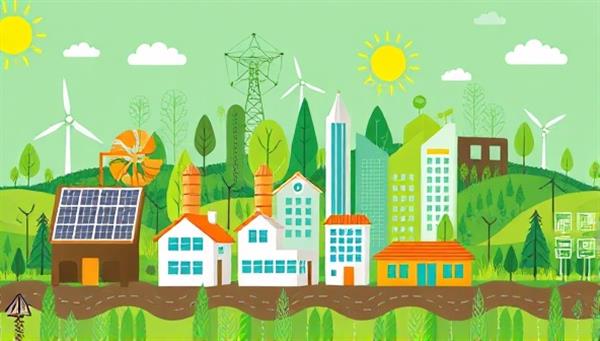 An eco-friendly digital illustration showcasing a diverse range of sustainable investment opportunities, such as solar projects, green technologies, and ethical businesses, set against a backdrop of lush greenery and renewable energy symbols, conveying a sense of responsible investing and positive impact.