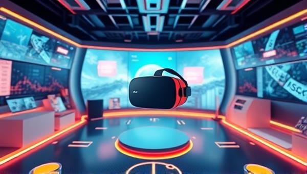 An immersive virtual reality scene featuring a brand