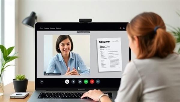 A virtual career coaching session with a Gen Z coach providing resume tips and job search strategies to a young client via a video call, showcasing a dynamic and engaging approach to career development for the younger generation.