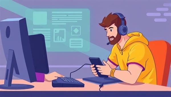 An illustration of a coach and a gamer engaged in a virtual coaching session, with the coach providing guidance on strategies and techniques, highlighting the learning and improvement aspect of the service.