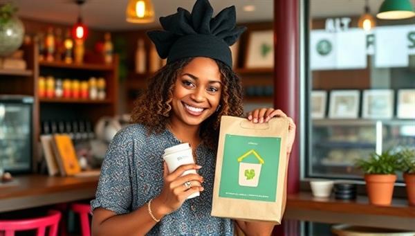 An eye-catching social media post featuring a local influencer posing with a product from a partnering local business, with vibrant colors and engaging content that conveys authenticity and community connection.