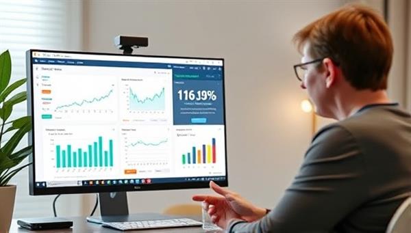 An image of a virtual financial coaching session, with a computer screen displaying financial graphs and charts, a person listening attentively, and a financial coach offering advice, symbolizing guidance and mentorship.