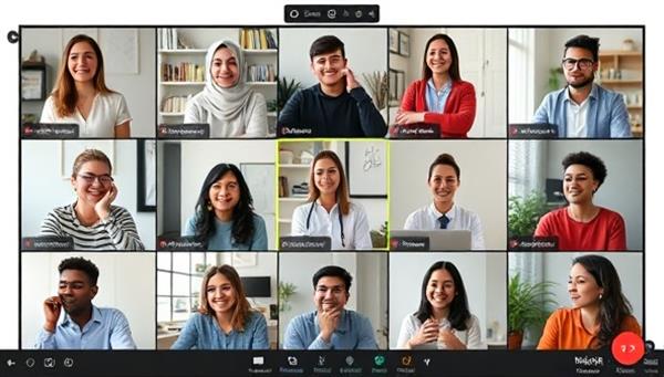 A diverse group of professionals and students engaging in a virtual mental wellness workshop via video conference, with a facilitator leading a discussion on resilience strategies, mindfulness practices, and self-care tips, creating a supportive and interactive learning environment at MindShift Workshops.