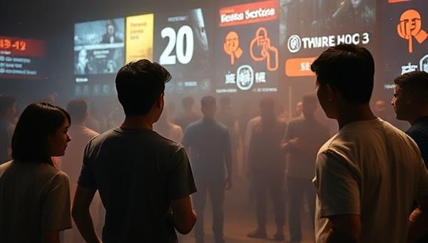 An artistic representation of an interactive movie scene with viewers making choices that impact the storyline, characters responding to viewer input in real-time, and a dynamic narrative experience that blurs the line between traditional movies and interactive storytelling in a digital format.