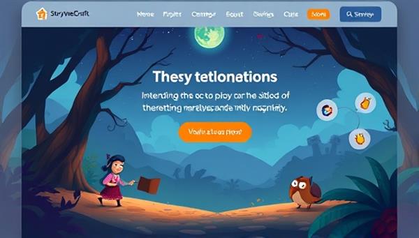 An interactive website mockup featuring a captivating storytelling experience with animated characters, branching narratives, and immersive visuals, illustrating the engaging and narrative-driven approach of StoryWebCraft