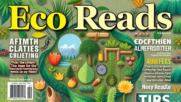 An eco-conscious digital magazine cover featuring vibrant nature-inspired illustrations, eco-friendly lifestyle tips, and visually appealing design elements that convey a sense of sustainability and environmental awareness, capturing the essence of EcoReads