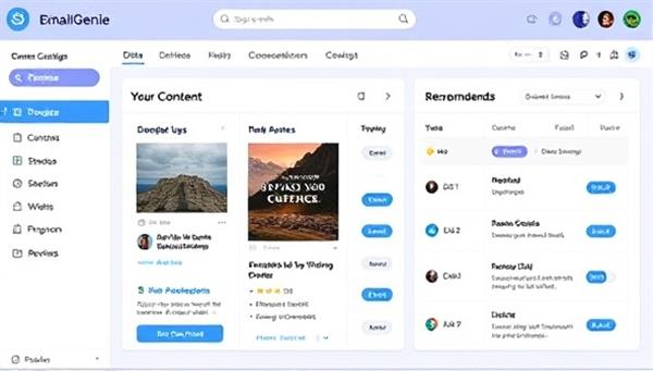 An email marketing dashboard displaying personalized email campaigns with dynamic content and tailored recommendations based on user behavior and preferences, illustrating the data-driven and personalized nature of EmailGenie Insights
