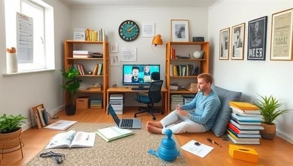 A virtual study room setting with a tutor and student engaging in a personalized online tutoring session, surrounded by relevant study materials and digital tools, showcasing the focused and supportive learning environment of ExpertConnect Tutors.