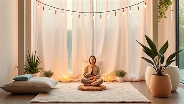 A calming mental wellness scene on the platform, featuring mindfulness exercises, virtual therapy sessions, and self-care resources, with a supportive community forum, mental health toolkits, and relaxation guides for users to navigate their mental wellness journey, creating a nurturing and empowering mental health space.