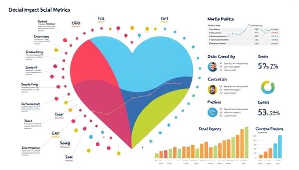 A heart-shaped graph visualization representing the social impact metrics improved by DataForGood