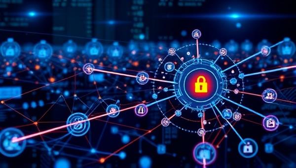 A futuristic visualization of SecureAI Sentinel in action, with a network of interconnected AI agents monitoring digital transactions in real-time, identifying and neutralizing potential fraud threats, and safeguarding the financial ecosystem with cutting-edge cybersecurity technology, symbolizing the next generation of fraud detection services.