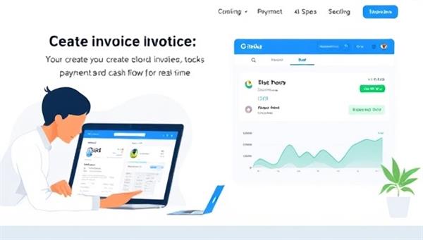 An engaging visual of InvoiceGenius in action, showing a user effortlessly creating and sending invoices with a click, while the system tracks payments and cash flow in real-time, conveying simplicity and efficiency in invoice management for small businesses.