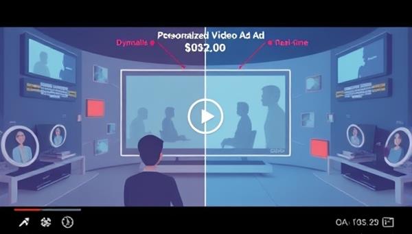 An animated visualization of a personalized video ad being dynamically adjusted based on viewer data in real-time, showcasing the customization and relevance of VidPersona Ads in delivering personalized video content to audiences.