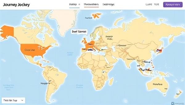 An interactive map interface on the Journey Jockey platform displaying customized travel itineraries with local landmarks, hidden gems, and cultural insights, inviting travelers to embark on personalized journeys curated by destination experts, fostering a sense of discovery and connection with each travel experience.