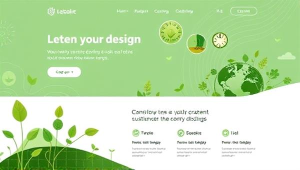 A visually striking website design featuring eco-friendly elements like green energy icons, nature-inspired color schemes, and earth-friendly symbols, representing the agency