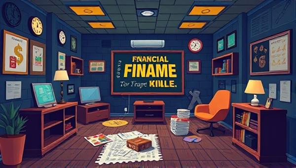 An engaging digital illustration featuring a virtual escape room setting with financial-themed puzzles, interactive challenges, and teamwork dynamics, immersing participants in a captivating and educational adventure through the world of personal finance.