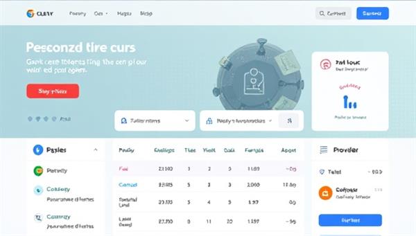A modern marketplace platform interface showcasing a variety of personalized financial products, interactive comparison tools, user reviews, and provider ratings, creating a seamless and informative shopping experience for users looking for tailored financial solutions.
