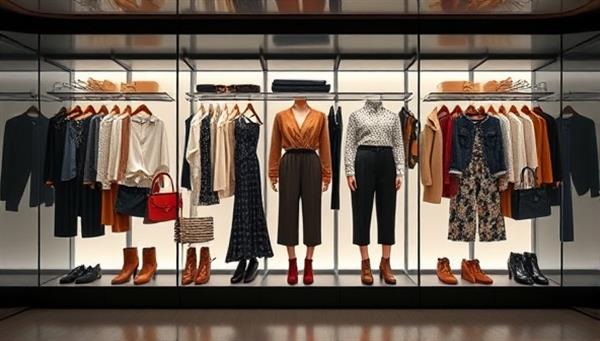 A virtual wardrobe filled with digital clothing items and accessories, displayed on a sleek interface where users can mix and match outfits, receive styling suggestions, and visualize their fashion choices, creating a personalized and interactive styling experience.