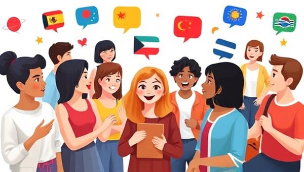 A virtual language exchange setting with avatars representing language learners from diverse cultures engaging in conversations, language practice exercises, and cultural sharing activities, creating a dynamic and interactive environment for language enthusiasts to connect and learn together in a virtual world.