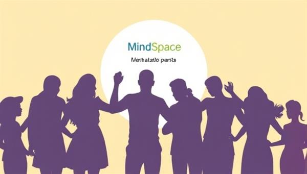 An illustration of diverse silhouettes holding hands in a circle, symbolizing support, unity, and the sense of community fostered by MindSpace Hub for mental health support.
