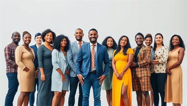 A powerful visual representation of diverse individuals standing together in unity, symbolizing inclusivity and collaboration in creating diverse and equitable workplaces through DEI consultancy.