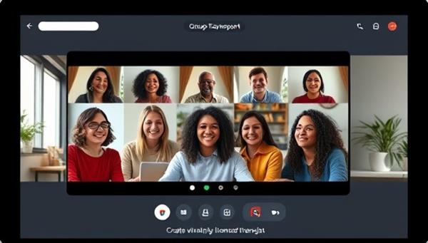 An online platform interface showing a diverse group of individuals participating in a virtual group therapy session, facilitated by a licensed therapist, creating a supportive and inclusive virtual community for mental health support.