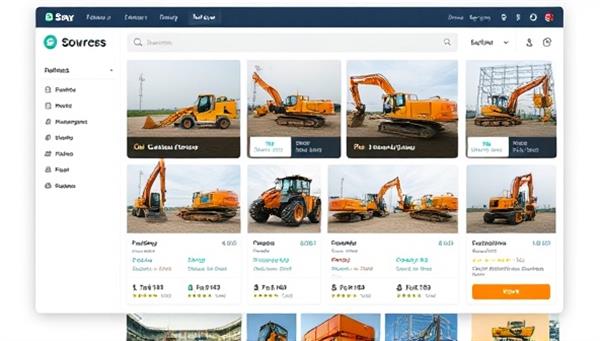 An interactive platform interface showcasing a variety of construction equipment available for rent, with detailed specifications, rental rates, and user reviews displayed, creating a transparent and user-friendly rental marketplace experience that caters to equipment owners and renters alike.