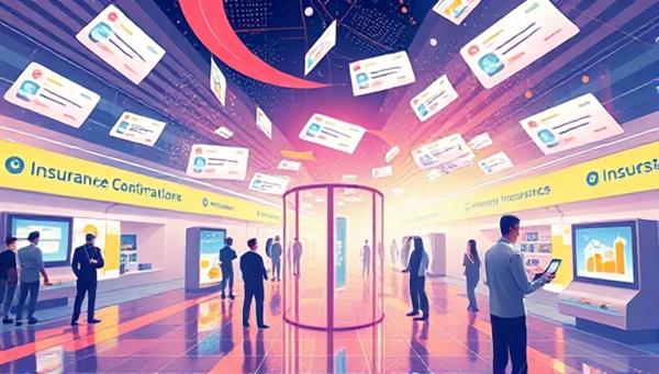 A dynamic digital illustration showcasing a virtual marketplace where insurance quotes float in the air, with users interacting and comparing quotes on futuristic devices, symbolizing the seamless and futuristic experience of insurance shopping on the QuoteSwift platform.