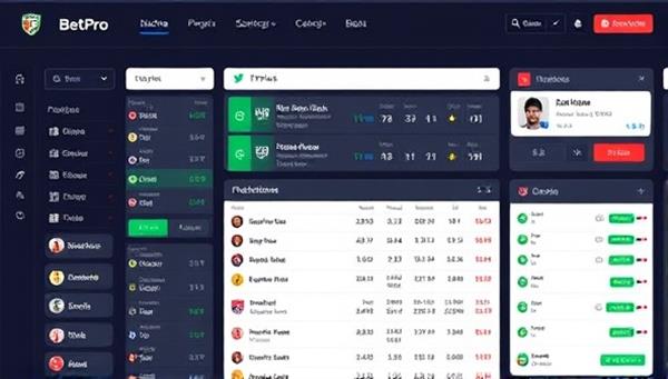 An interactive sports betting tipster bot interface displaying real-time tips, predictions, and statistics for upcoming matches, with sleek visuals and intuitive navigation, highlighting the advanced analytics and insights of BetBot Pro Tips.
