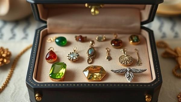 A collection of EcoChic Ornaments bespoke sustainable jewelry pieces displayed in a luxurious jewelry box, featuring ethically sourced gemstones, recycled metals, and eco-friendly materials intricately crafted into unique and personalized designs, highlighting sustainability and individuality in eco-chic accessories.