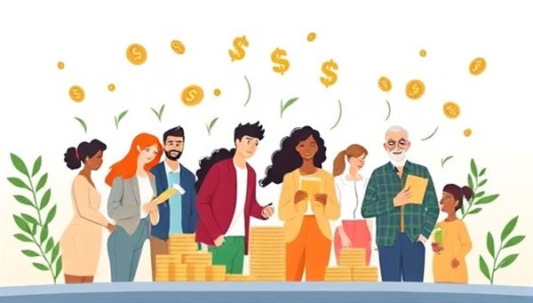 An engaging visual of a diverse group of individuals, including students, working professionals, and retirees, interacting on the platform, investing small amounts in various financial instruments, symbolizing inclusivity and accessibility in investing.