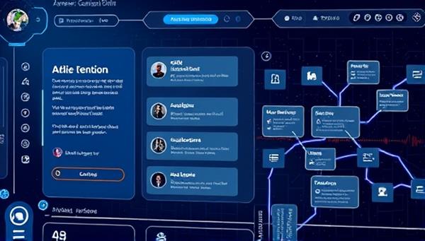 An illustration of a futuristic AI interface displaying career suggestions and skill recommendations for a user, with digital pathways and job opportunities visualized in a dynamic and engaging manner.