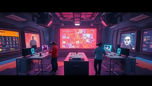 An immersive virtual reality scene showing players interacting with digital puzzles and challenges in a futuristic, otherworldly environment, highlighting the excitement and adventure of the VR Escape Quest experience.
