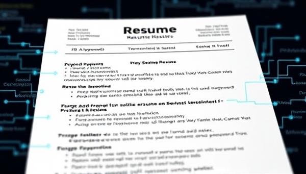 A dynamic visual of a resume being transformed and optimized by AI algorithms, with keywords and formatting suggestions appearing in real-time, creating a seamless and efficient resume enhancement process for job seekers.