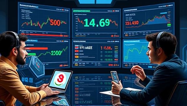 An engaging digital artwork showcasing a diverse group of individuals engaged in a virtual meeting discussing cryptocurrency trends and investment strategies, with screens displaying real-time market data and graphs, creating a sense of collaboration and wealth-building potential.