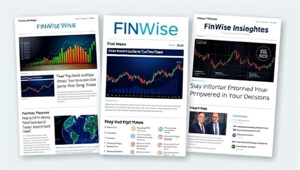 An engaging digital newsletter layout for FinWise Insights showcasing compelling financial news headlines, interactive charts, and expert insights, inviting subscribers to stay informed and empowered in their financial decisions, symbolizing trust and expertise in financial journalism.