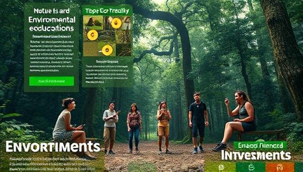 An immersive and nature-inspired environmental education platform interface featuring eco-friendly activities, conservation projects, and sustainability resources, with diverse individuals participating in outdoor adventures and environmental stewardship, promoting a sense of connection to nature and community-driven environmental action.