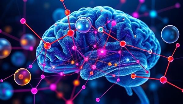 An abstract representation of neural pathways intertwined with vibrant design elements and website layouts, symbolizing the subconscious connection and impact of MindSculptWeb