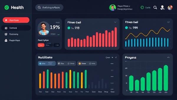 An interactive health dashboard showcasing personalized health recommendations, fitness goals, and nutritional insights, with AI-generated wellness plans and progress tracking features, illustrating a holistic approach to individual well-being.
