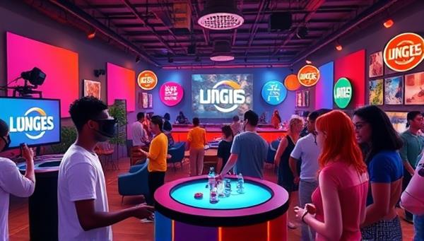 An immersive digital scenery showcasing a vibrant virtual reality lounge filled with diverse avatars engaging in social activities, games, and conversations, capturing the essence of connection and community in the virtual social space.