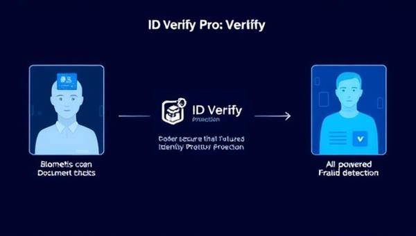 A digital representation of the ID Verify Pro service in action, with a seamless identity verification process showcasing biometric scans, document checks, and AI-powered fraud detection capabilities, ensuring secure and efficient identity verification for online transactions and digital interactions, symbolizing the future of digital identity protection.