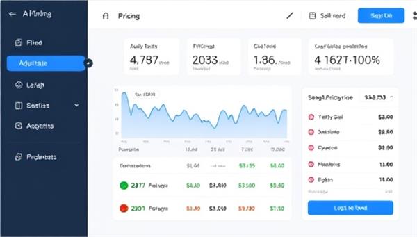 An AI-powered pricing tool interface displaying property data, market trends, and pricing recommendations in real time, with intuitive features for adjusting pricing strategies and optimizing listing prices, enhancing the selling process for real estate professionals and homeowners.