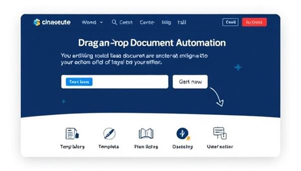 An elegant platform interface showcasing drag-and-drop document customization features, template libraries, and a user-friendly editor, with legal icons and a sleek design, illustrating the simplicity and efficiency of legal document automation.