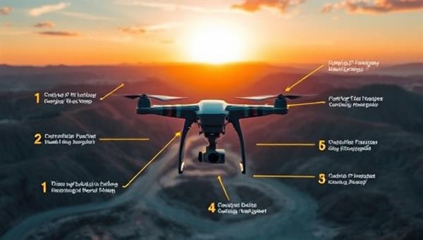 A visually striking drone image capturing an aerial view of a mining site, with detailed annotations highlighting different areas of interest, showcasing the precision and thoroughness of RemoteMine Inspect
