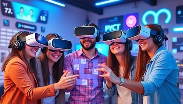 An individual wearing a VR headset, smiling and reaching out as if touching a virtual representation of the Eiffel Tower, with a backdrop of a cozy living room, highlighting the immersive and interactive nature of VR Wanderlust experiences.