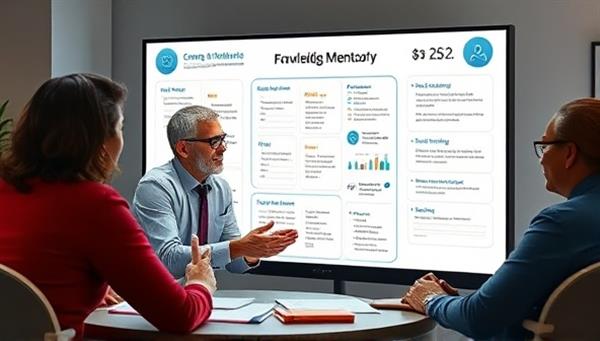 An engaging visual of a virtual mentorship session between a seasoned real estate professional and a mentee, sharing insights on a digital screen, with interactive resources, notes, and a collaborative learning environment, illustrating the value of knowledge exchange and career development in real estate.