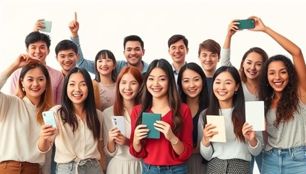 An image of a diverse group of micro-influencers showcasing products or services for different brands in an authentic and engaging way, capturing the attention of their niche audiences and driving brand awareness and customer engagement through trusted recommendations.