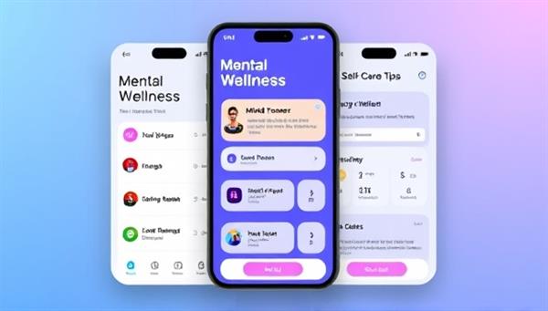 An app interface displaying a variety of mental wellness tools and resources, such as mindfulness exercises, mood trackers, and self-care tips, creating a calming and supportive digital environment for users of MindBoost Subscription to enhance their mental well-being.